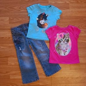 4t girls jeans and shirts bundle